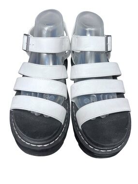 Sincerely Jules Daring White Chunky Platform Sandals Sz 8.5 Black Lug Sole